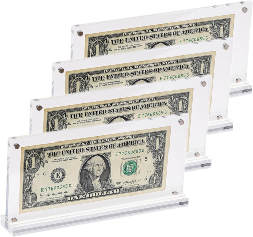 Custodia display banconota da dollari acrilici IEEK cornice in dollari carta trasparente portamonete cur - Foto 1 di 12