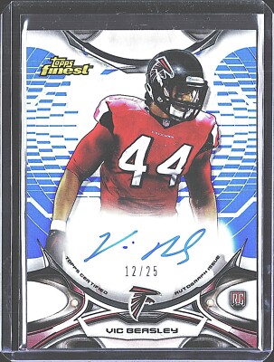 💎2015 Topps Finest Vic Beasley AUTO /25 Variation Blue Refractor Rookie  RC👀