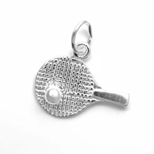 Table Tennis Bat and Ball Charm Pendant STERLING SILVER