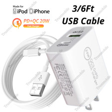 20W Fast Wall Charger Block Power Adapter USB Cable For iPhone 6 7 8 11 12 13 14
