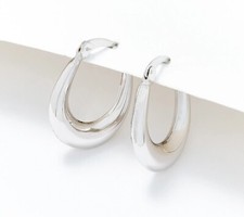 Small Graduated Oval Hoop Earrings Real 14K White Gold QVC FREE SHIPPING