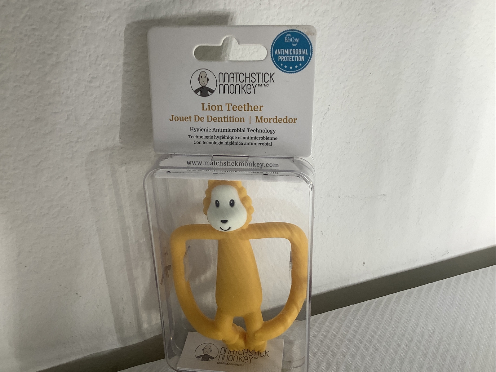 matchstick monkey teething toy and gel applicator
