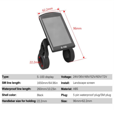 BuyWeek Display per Bicicletta Elettrica Pannello di Controllo, 36V 48V S810 Plastica per