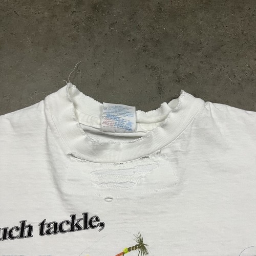 Camiseta De Colección Años 90 So Much Tackle Divertida Pesca Gráfica Envejecida Blanca XL - Imagen 5 de 8