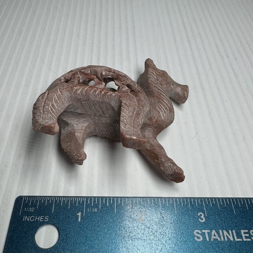 Natural Soapstone Undercut Sculpture Camel With Baby Inside - Picture 6 of 7