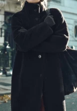 ZARA LONG FAUX SHEARLING COAT BLACK NEW FW24/25 SIZES XS-XL REF. 8372/301