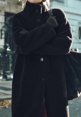 ZARA LONG FAUX SHEARLING COAT BLACK NEW FW24/25 SIZES XS-XL REF