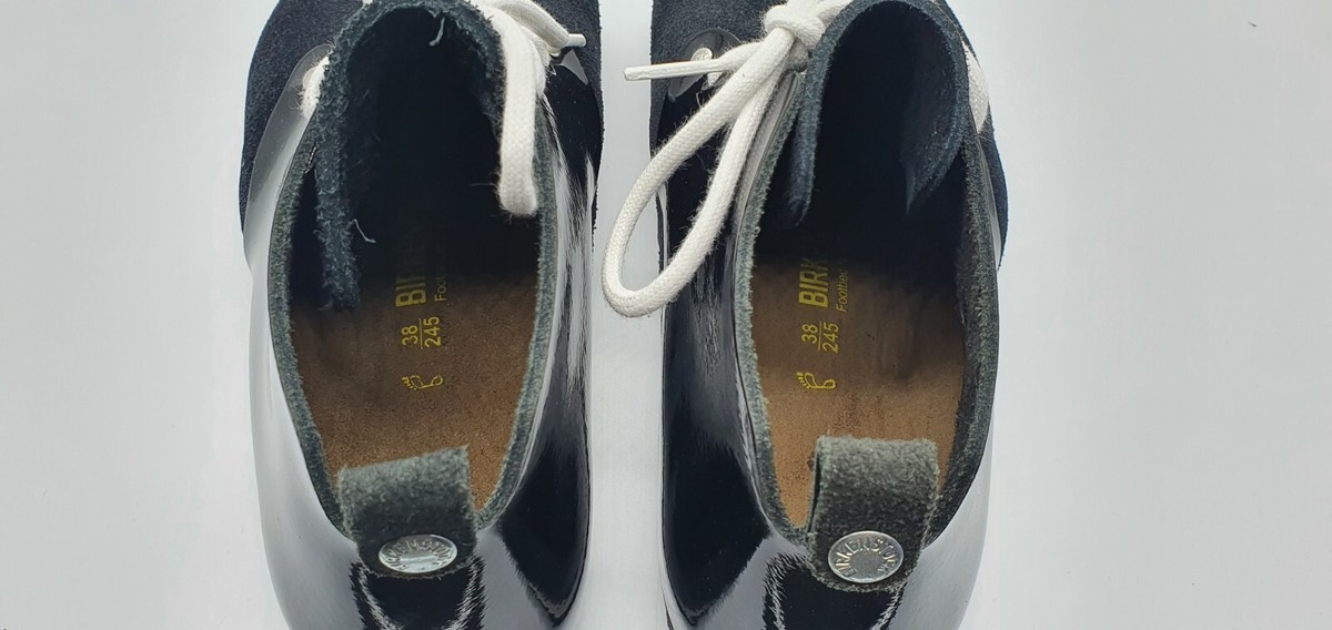 Birkenstock Leather DUNDEE PLUS Black Patent + Suede 38 Regular BNIB 693151 Birkenstock Leather DUNDEE PLUS Black Patent + Suede 38 Regular BNIB 693151