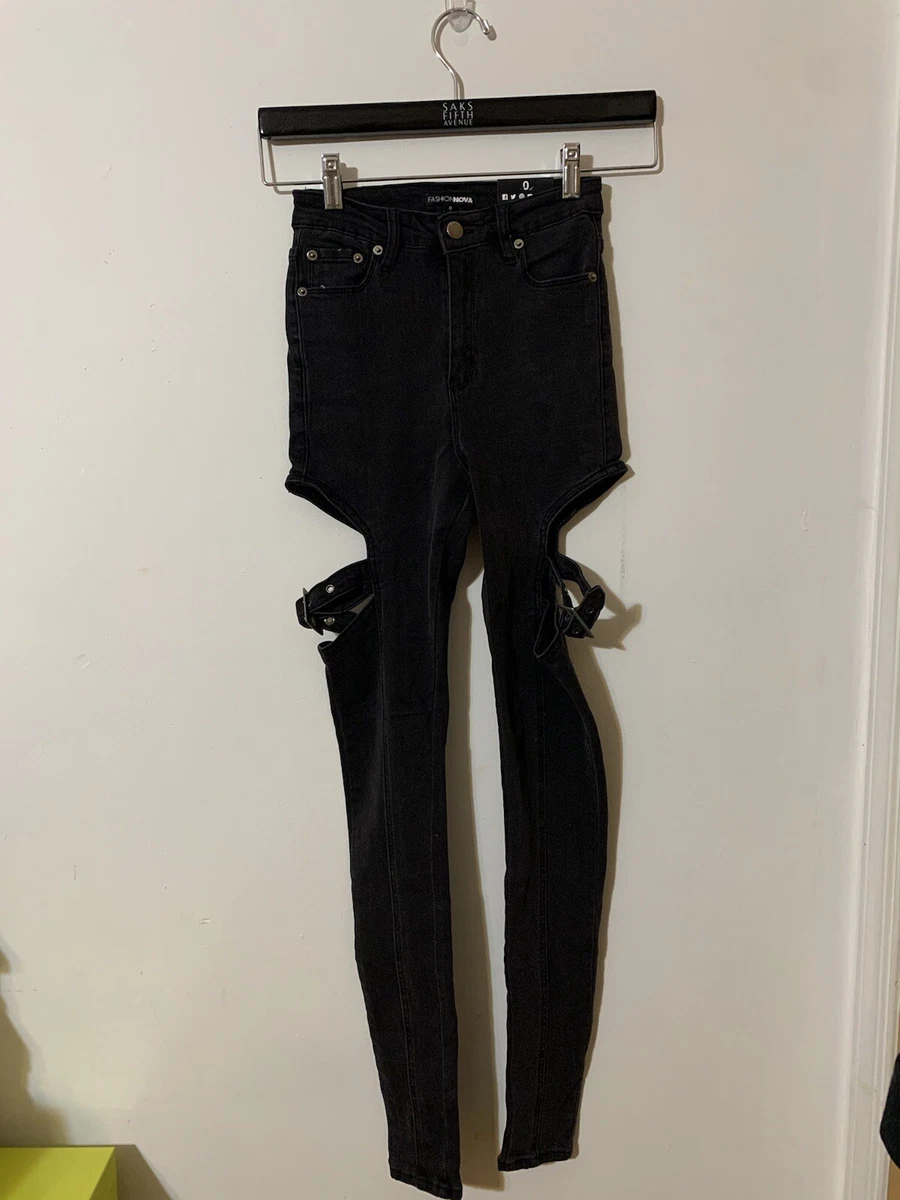 Black cut hotsell up skinny jeans