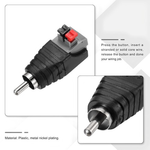 4 Pcs RCA Phono Male Plug to AV Solder-Free Tool-Free Speaker Wire Lead Terminal - Bild 2 von 5