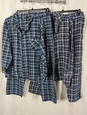 Men's Blue Plaid Flannel Pajama Sets Size XL