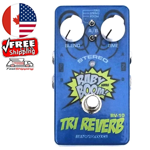 Biyang TRIVERB Rv-10 3-mode Stereo Reverb Guitar Effect Pedal Stereo-designed CA