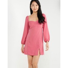 Abercrombie & Fitch Babydoll Mini Dress Women XS Long Sleeve Sweetheart Coral