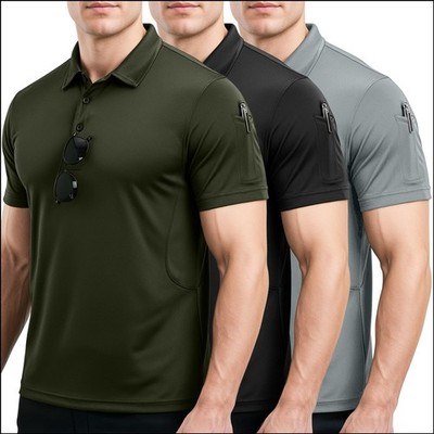 NY Threads 3 Pack Men's Polo Shirt Short Sleeves UPF 50+ Quick Dry Performance