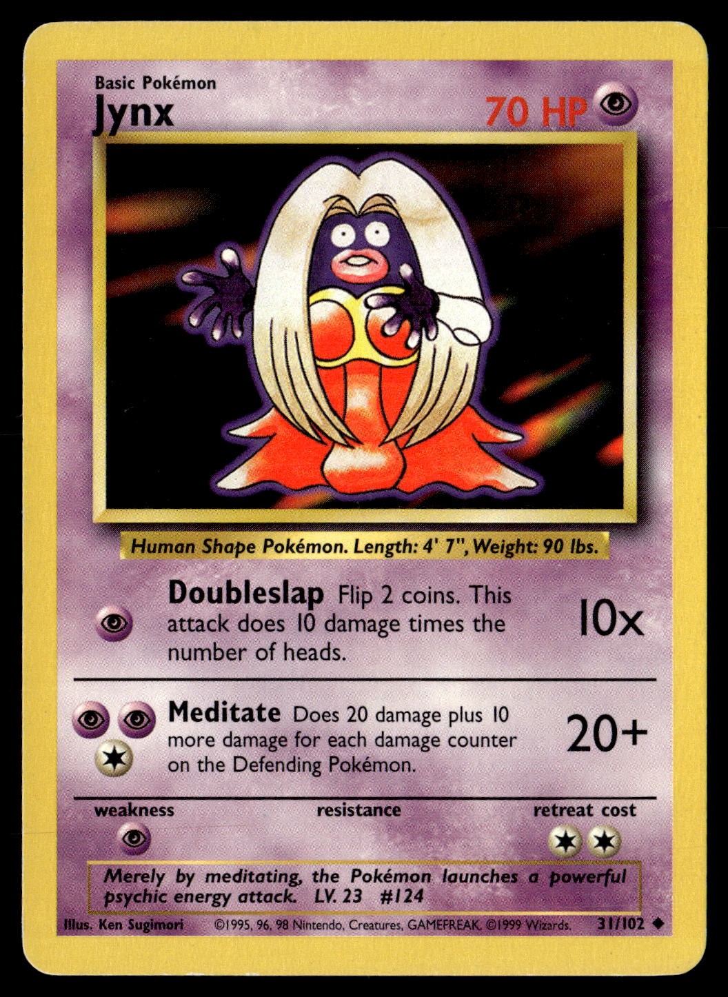 Jynx 31/102 Uncommon Base Set Unlimited Pokemon Lightly Played