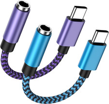 USB Type C to 3.5Mm Headphone Jack Adapter 2-Pack USB C to Aux Female Audio Dong