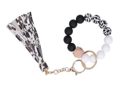 Tyenaza Keychain Bracelet Wristlet, Silicone Beaded Key Ring Keychain Handcraft