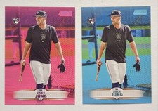 2025 Topps Stadium Club Jace Jung #47 RC - 2 CARD LOT - LIME GREEN & LIGHT BLUE