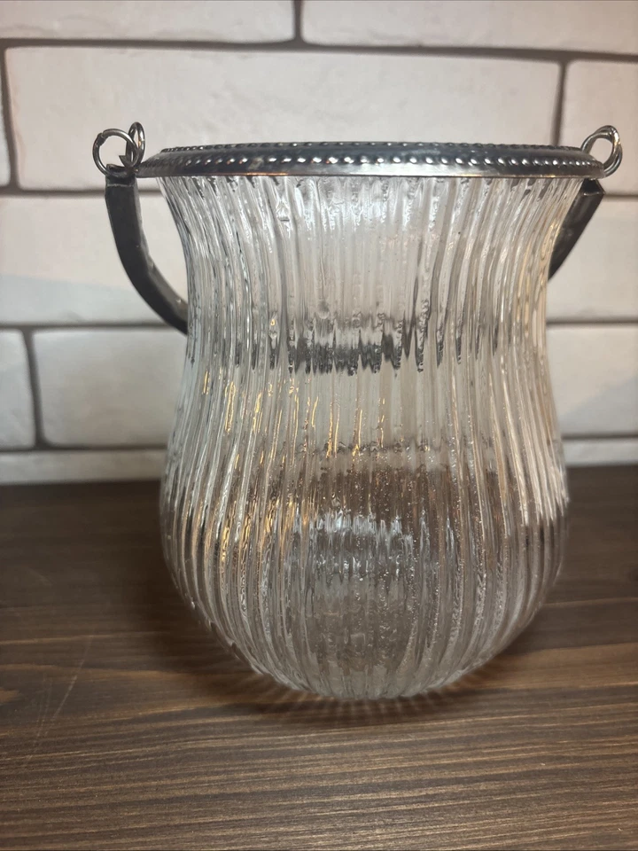 Винтажная посеребренная и стеклянная корзина с ручкой для свечи, безделушек и т. д. - Изображение 4 из 4