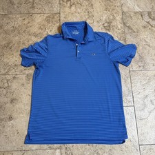 Vineyard Vines Polo Shirt Mens Large Blue Striped Performance Golf Stretch
