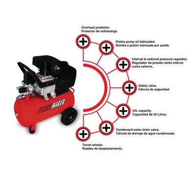 Promaker Air Compressor 2HP 120V 13A 3450rpm 1.5m cord 116Psi Max Pressure 1/4in
