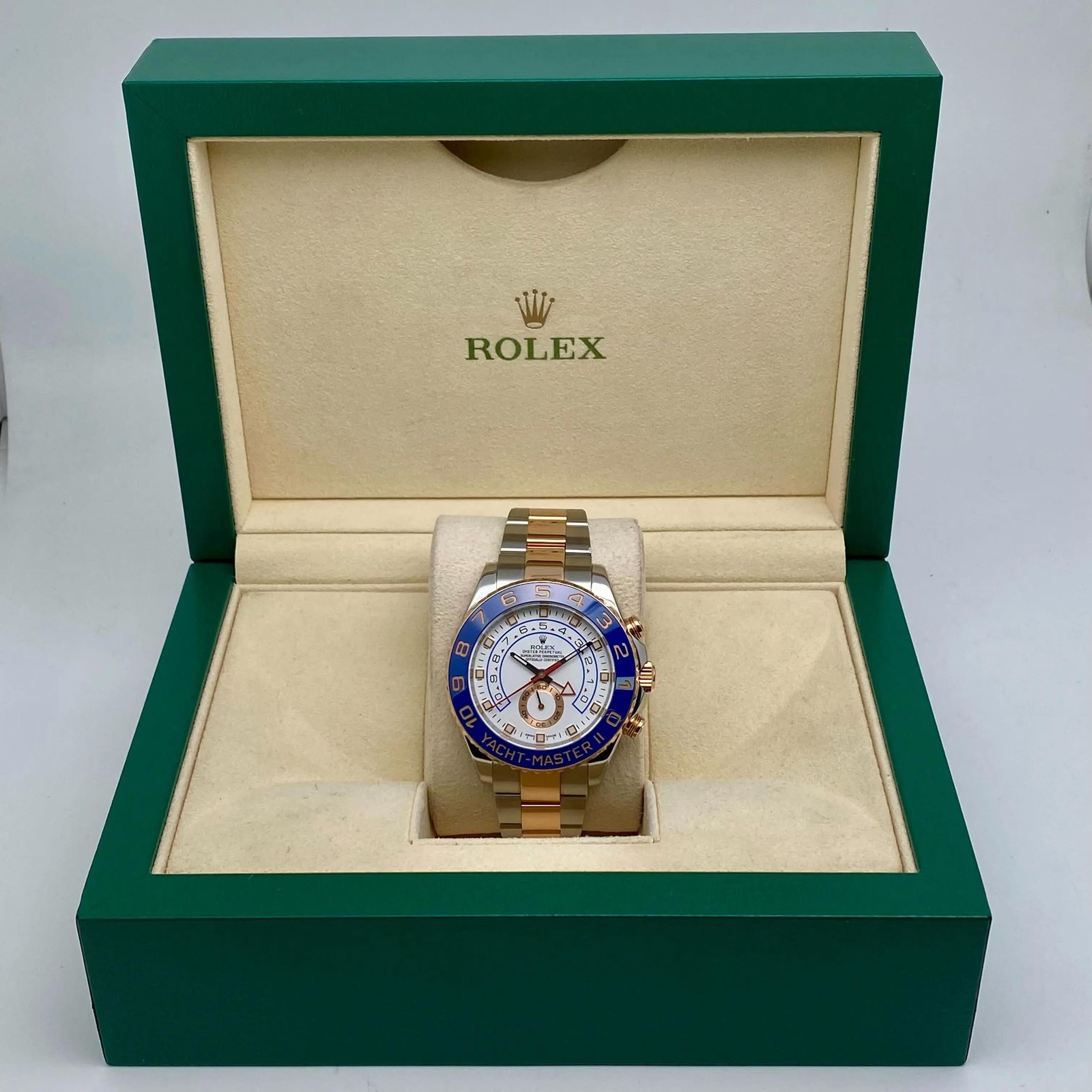 Rolex Yacht-Master II Steel 18K Rose Gold White Dial Automatic Watch 116681