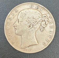 1847 Queen Victoria Silver Crown .925 Young HeadCoin .see Photos
