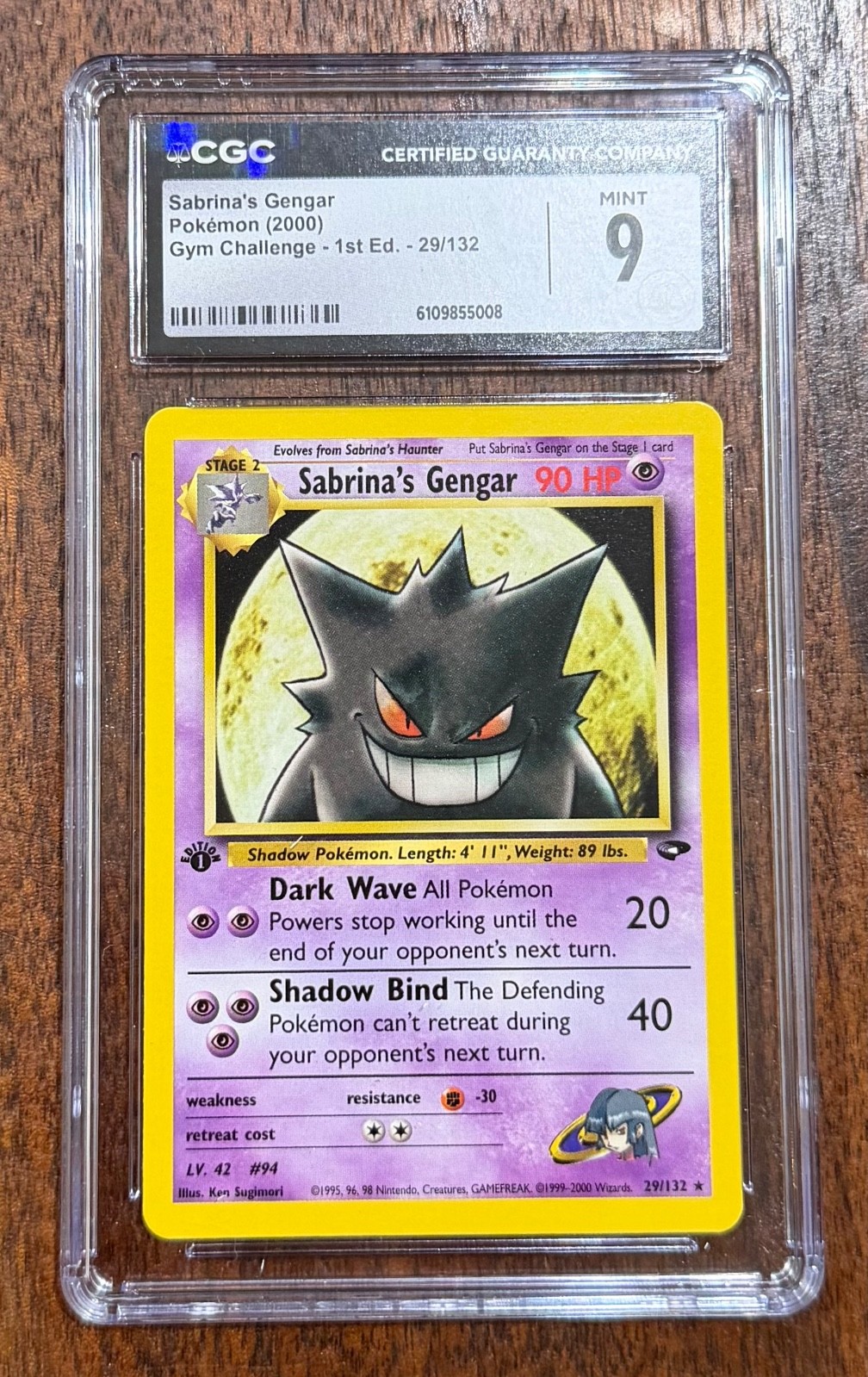 1st Edition Pokemon Sabrina's Gengar Gym Challenge Rare #29 CGC 9 Mint