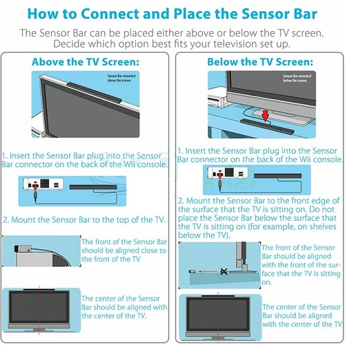 Wired Remote Motion Sensor Bar IR Infrared Ray Inductor for Nintendo Wii / Wii U - Picture 7 of 9