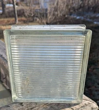 Vintage Reclaimed Glass Blocks 7.5 x 7.5 x 3.125 Salvage Light Brick Lines