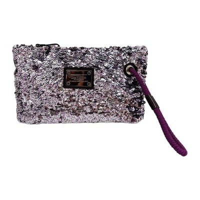 LOUIS VUITTON Rococo Pochette Violet & Silver Sequin Clutch Bag