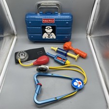 Fisher-Price Vintage TOY Medical Doctor Kit BLUE HARD CASE w/5 Accessories