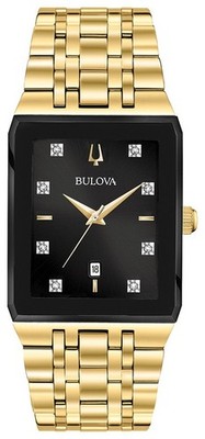 Bulova Men's Quadra Date Indicator Quartz Gold Watch 30MM 97D118