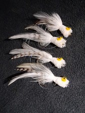 BASS FLIES SIZE 8 FROGS WHITE FRONTIER FLY FISHING POPPERS