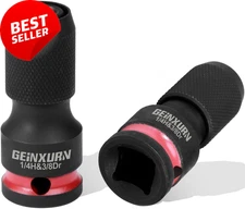 2PCS Impact Screwdriver Bit Holders,3/8" Square Drive to 1/4" Hex Socket Adapter