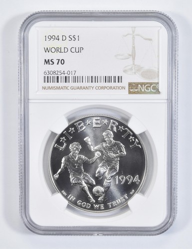 MS70 1994-D World Cup Soccer Commemorative Silver Dollar NGC *1785