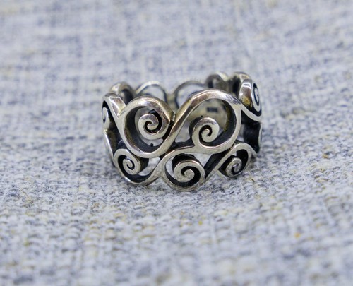 Brighton Sterling Silver Open Swirl Scroll Wave Ring, 925, Size 7, 7g, VGUC
