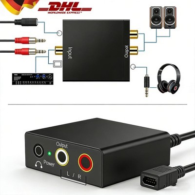Digital to Analog Audio Converter Optical Coaxial Toslink Adapter RCA Klinke L/R