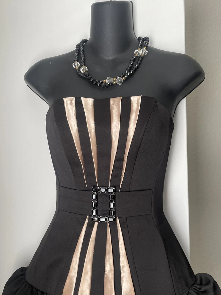 Jessica McClintock For Gunne Sax Women's Size 1 Vintage Mini Dress Black - Image 2 of 4