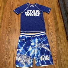 Star Wars Boys Swim Trunks  Rash Guard Shirt Size 5