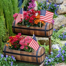 12 Pack Small American Flags - 4x6 Inch Mini USA Hand Held Stick Flag with Sa...