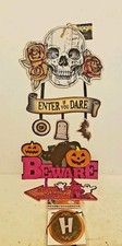 Halloween Decor Lot 12" 12" Wooden Beware  Enter Signs  6 FT Halloween Banner