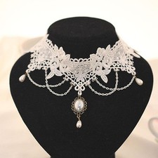 1Pc Stylish Elegant White Lace Hollow-Out Choker Bridal Lace Necklace for Women