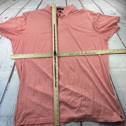 Camisa polo de golf Peter Millar Crown artesanal para hombre XL naranja jaspeado - Imagen 7 de 9