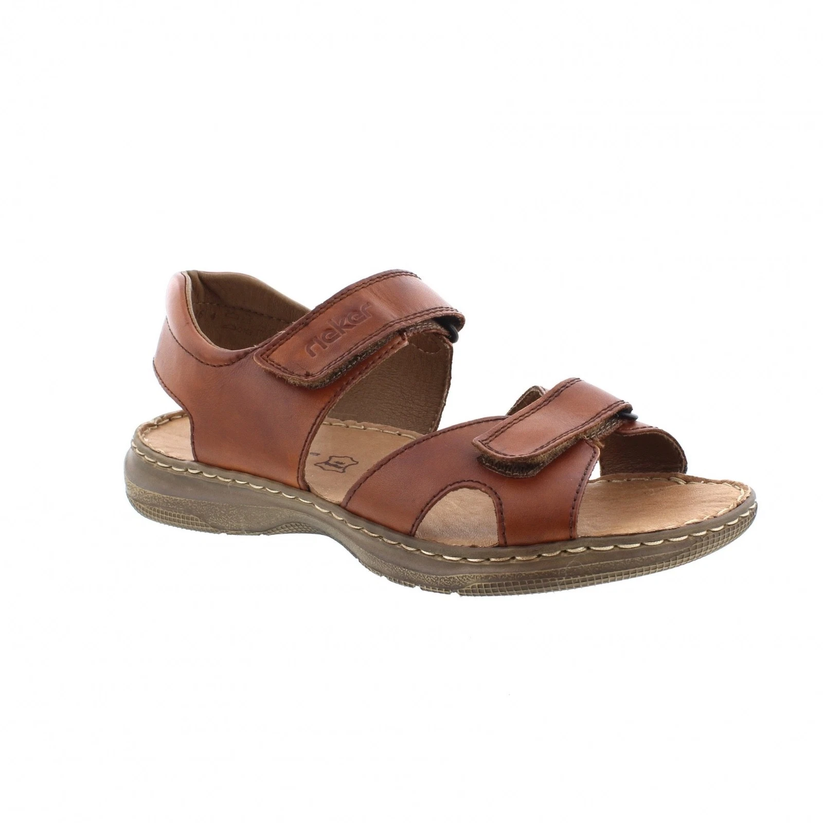 Rieker 21461-24 Mens Brown Leather Comfort Touch Fasten Sandals Save £20 on RRP