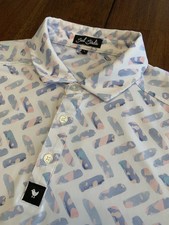 Bad Birdie Golf Polo Shirt Mens Large Watercolor Paint Print Performance Pastel