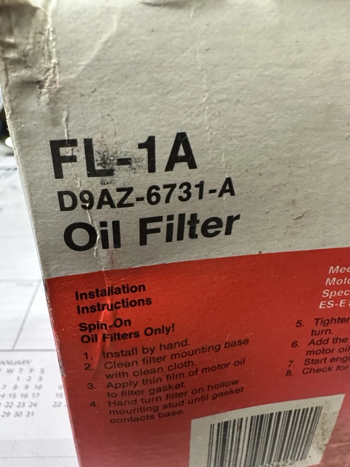 Nuevo de Lote Antiguo Ford Motorcraft FL 1A Filtro de Aceite en Relieve Mustang Fox Body Cobra D9AAZ6731A Foto 3 de 4