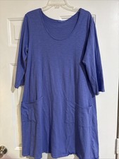 Fresh Produce XL purple Front Pocket 3/4 Sleeve Cotton Dress USA Made