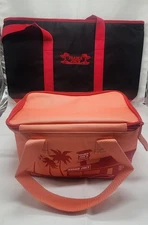 2 Pack! Brand New Trader Joe's Black/Red 7 Gal BAG & Peach Mini Insulated Tote 