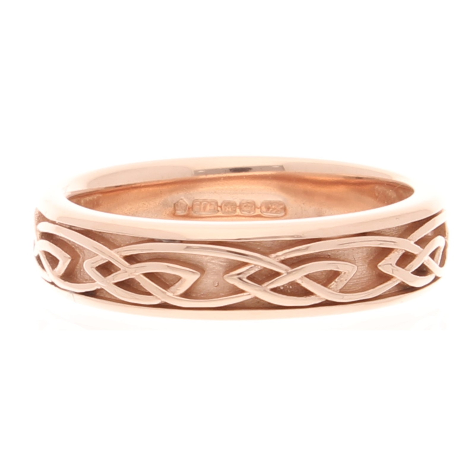 9Carat Rose Gold Celtic Wedding Band (Size O) 5mm Wide